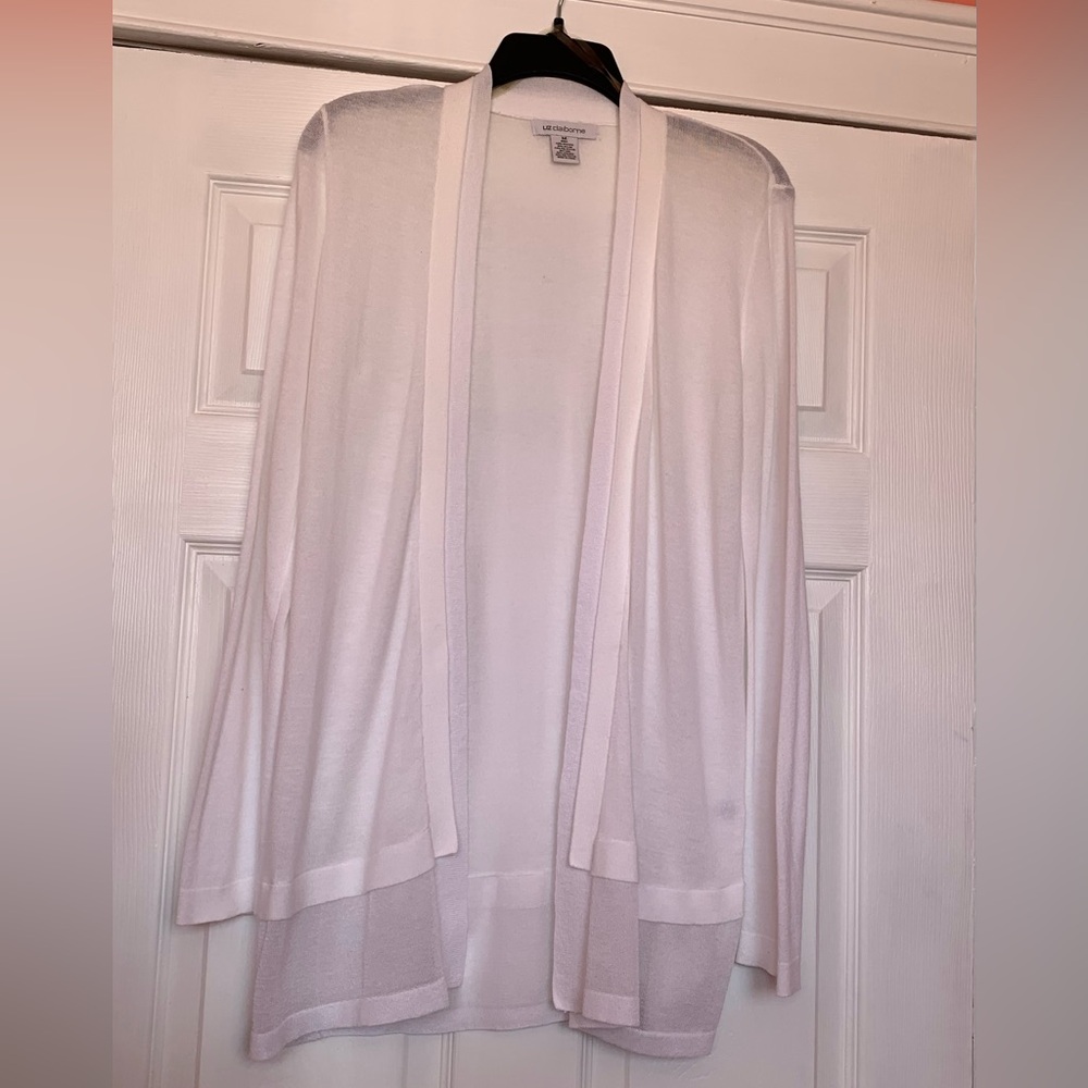 Liz Claiborne Lightweight Open Front Cardigan - White